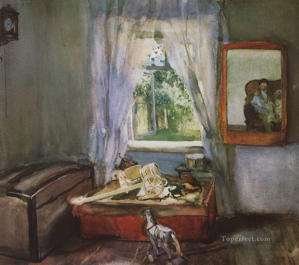 in the nursery Konstantin Somov impressionistic still life Oil Paintings